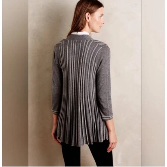 ANTHROPOLOGIE Knitted & Knotted Open Front Grey Cardigan Sweater - Picture 2 of 13
